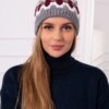 Women's cap Laila K283 dark gray+white+wine