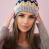 Women's cap Laila K283 dark gray+yellow