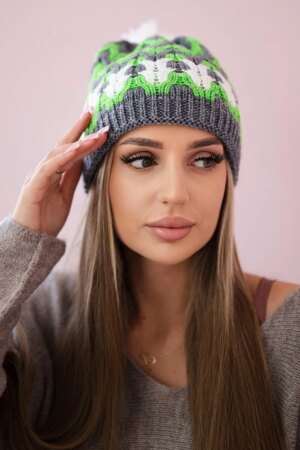 Women's cap Laila K283 graphite+green neon