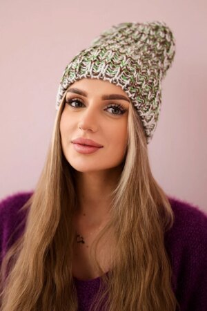 Women's cap Lora K312 green + brown