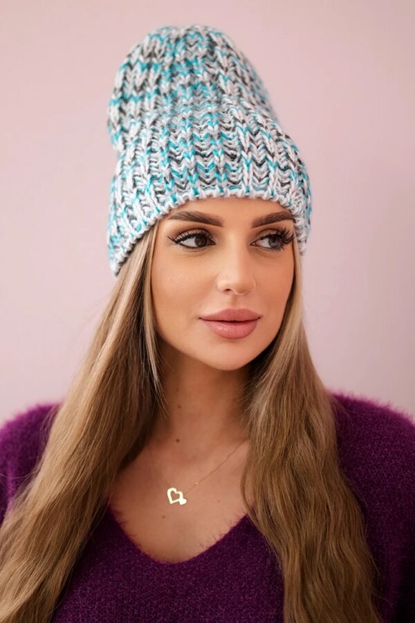 Women's cap Lora K312 turquoise + gray