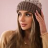 Women's cap Samara K346 cappuccino+ecru