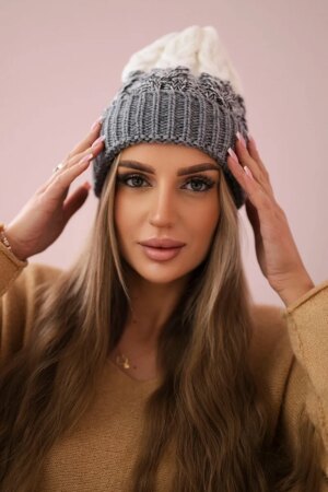 Women's cap Samara K346 gray+black