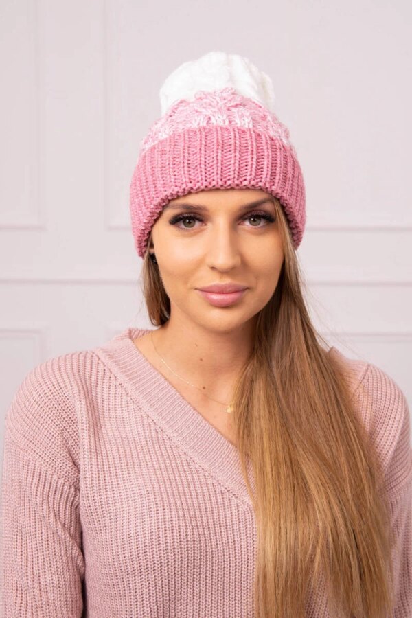 Women's cap Samara K346 powder pink+ecru