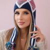 Women's cap with long ears Eunika K322 dark blue
