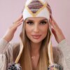 Women's cap with long ears Eunika K322 white+yellow