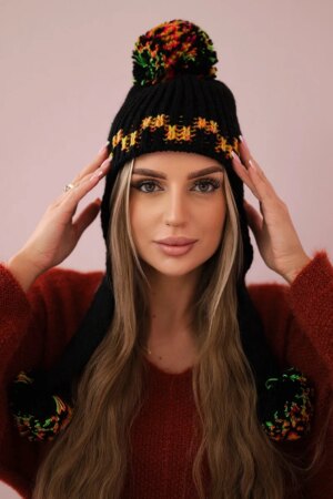 Women's cap with long ears Nadia K321 black