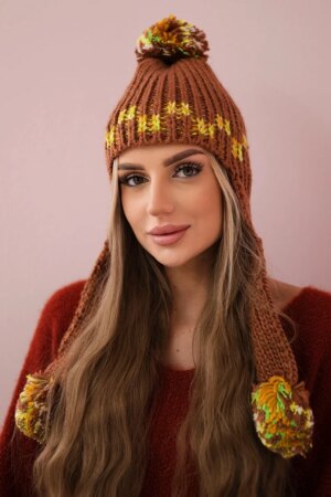 Women's cap with long ears Nadia K321 camel