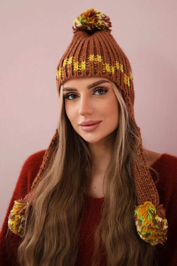 Women's cap with long ears Nadia K321 camel