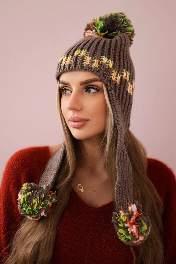 Women's cap with long ears Nadia K321 cappuccino