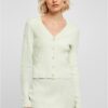 Women's cardigan with short rib knit - light mint