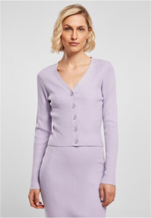 Women's cardigan with short rib knit - lilac Women's cardigan with short rib knit - lilac
