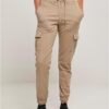 Women's comfortable high-waisted tracksuit bottoms made of soft taupe