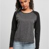 Women's contrasting raglan long sleeve charcoal/black