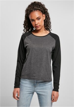 Women's contrasting raglan long sleeve charcoal/black Women's contrasting raglan long sleeve charcoal/black