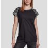 Women's contrasting raglan t-shirt black/dark camo