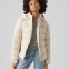 Women's cream quilted winter jacket VERO MODA Jessiemie - Women