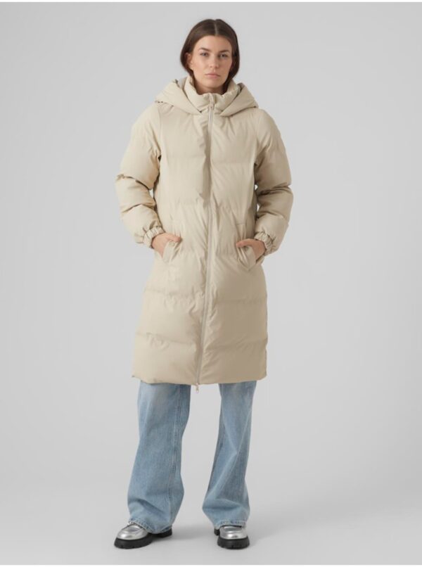 Women's cream winter quilted coat VERO MODA Noe - Women