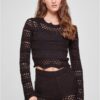 Women's crochet knitted sweater black