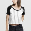 Women's cropped baseball t-shirt wht/blk