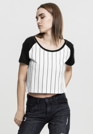 Women's cropped baseball t-shirt wht/blk