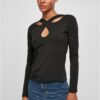 Women's crossed cutout with long sleeves black