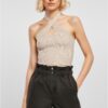 Women's crossed neck warmer Top lighttaupe