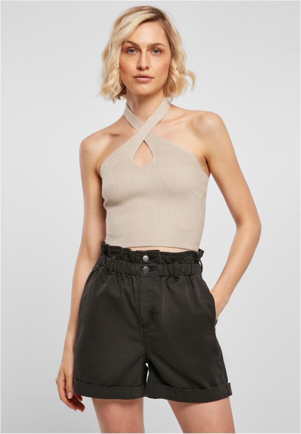 Women's crossed neck warmer Top lighttaupe