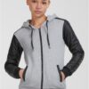 Women's diamond sleeve with zipper hood made of synthetic leather grey/blk