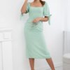 Women's dress gathered at the back with tied sleeves - mint