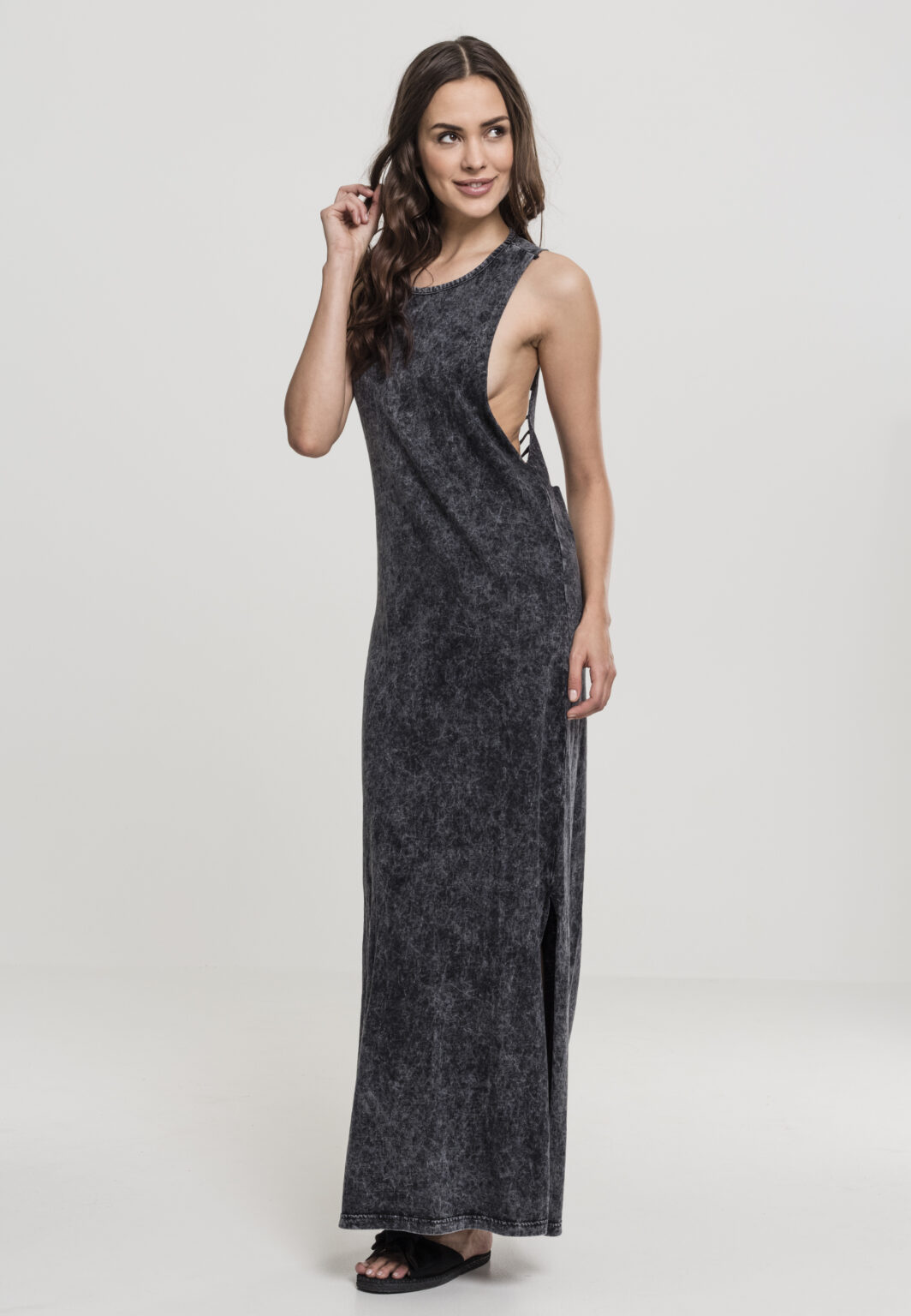 Women's dress of random cut with back cut black