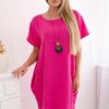 Women's dress with pockets and pendant - pink