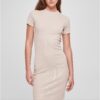 Women's dress with ribbing beige