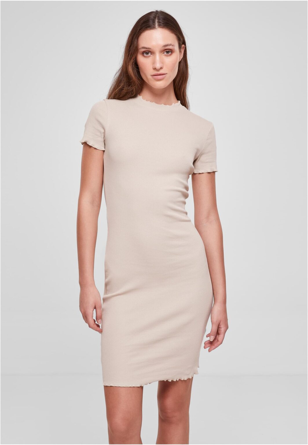 Women's dress with ribbing beige