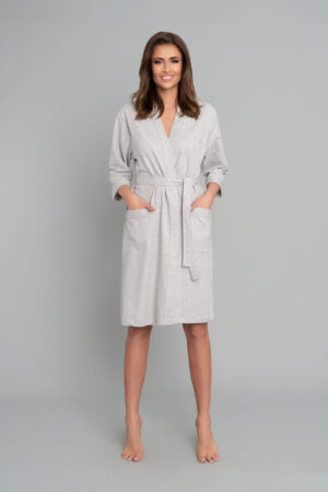 Women's dressing gown Karla with 3/4 sleeves - light melange