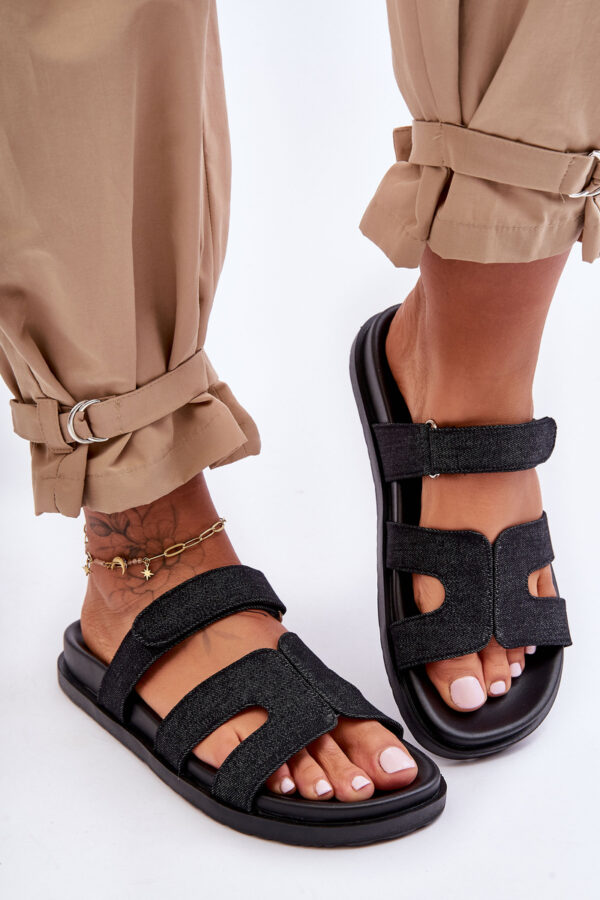 Women's fabric zip sandals black Jose