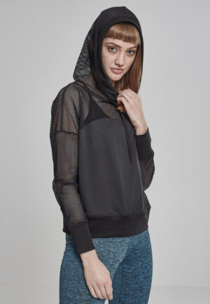 Women's fishnet hoodie black Women's fishnet hoodie black
