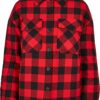 Women's flannel padded overshirt black/red