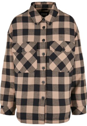 Women's flannel padded overshirt black/softtaupe