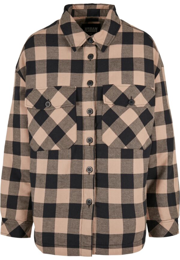 Women's flannel padded overshirt black/softtaupe