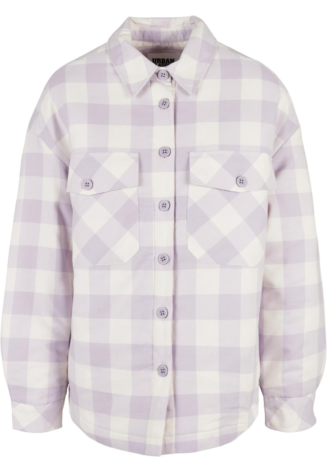 Women's flannel padded overshirt whitesand/softlilac