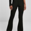 Women's flared ribbed knit leggings black