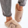 Women's fluffy slippers with teddy bear beige Fiorinella