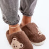 Women's fluffy slippers with teddy bear brown Fiorinella