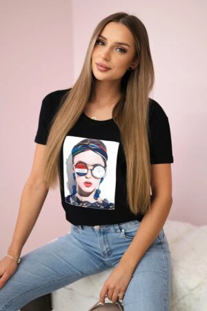 Women's graphic blouse black