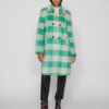 Women's green and beige plaid coat VILA Viorta - Women