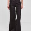 Women's high canvas mixed wide trousers black