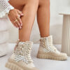 Women's high platform sneakers light beige Kernia