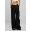 Women's high-waisted and wide-leg twill trousers black