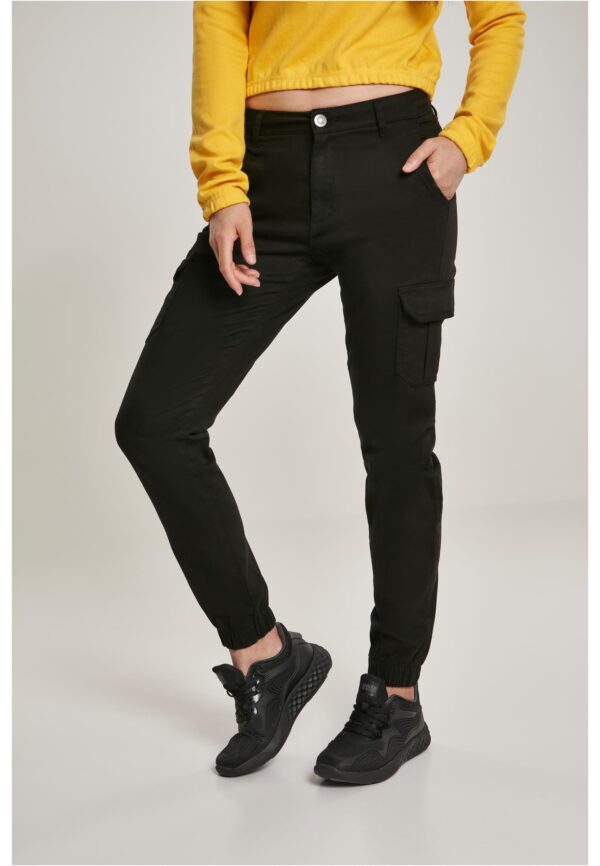Women's high-waisted cargo pants black